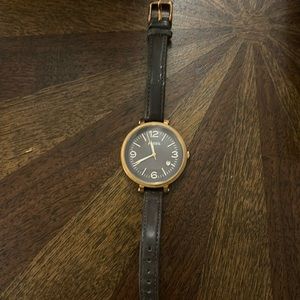Fossil watch- Rose gold detail and brown leather band